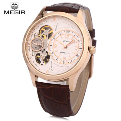 

MEGIR 2017G Men Quartz Watch 30M Water Resistance Leather Band Wristwatch