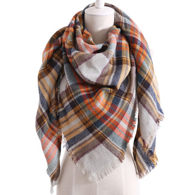 

Women Fashion Triangular Large Winter Soft Scarf Warm Cozy Blanket Stylish Oversized Plaid Shawl Cape