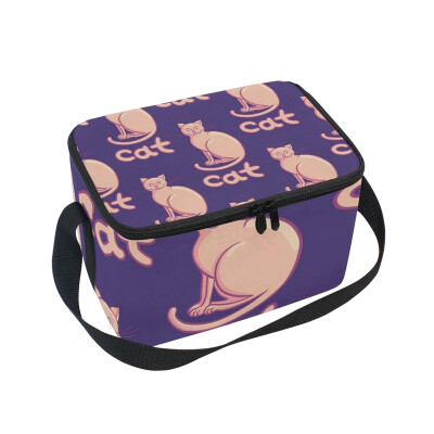 

ALAZA Cute Flat Cats Lunch Box Insulated Lunch Bag Large Cooler Tote Bagfor Men Women