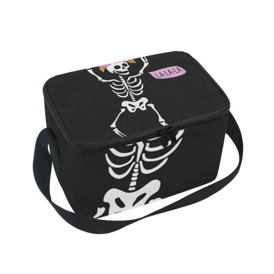 

ALAZA Lunch Box Insulated Lunch Bag Large Cooler Vectors Skeleton In The Floral Frame Tote Bag