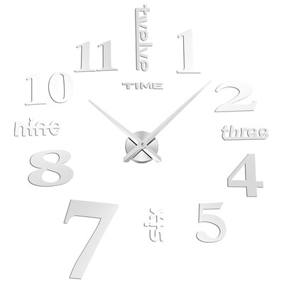 

MSparkling Large 3D Mirror Effect Sticker DIY Digital Wall Clock Home Decoration