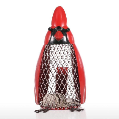 

Bird Money Bank with Red Clothes Iron Handmade Bird Shape Coin Bank Practical Craft Home Decoration Gift