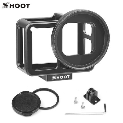 

SHOOT XTGP507B CNC Aluminum Alloy Protective Camera Case Action Camera Cage Mount with 52mm UV Lens Backdoor for GoPro Hero 7 Blac