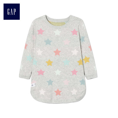 

GAP flagship store childrens clothing baby girl star pattern round neck long-sleeved knit dress 404881 color 6-12M