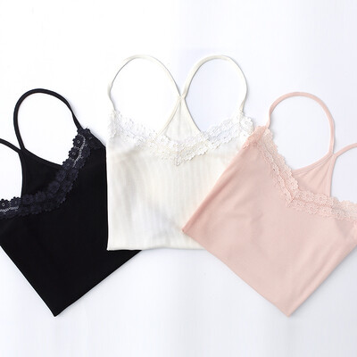 

Urban beauty camisole female 19 new summer lace stitching cotton stretch sleeveless sports wild self-cultivation solid color base vest 2V9505 light bean paste purple