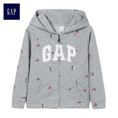 

GAP flagship store girls&children hooded sweater childrens clothing 418718 gray flower 2YRS