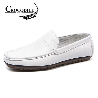 

Crocodile shirt CROCODILE mens Korean casual male lazy beanie fashion trend driving white shoes white 38