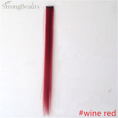 

StrongBeauty Women Colorful Extension Long Synthetic Clip In Straight Hairpiece Party Highlights Punk Hair Pieces