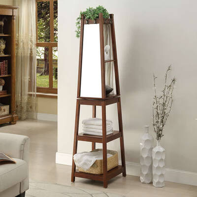 

Yake set coat rack walnut color rotating mirror WN-15019WA