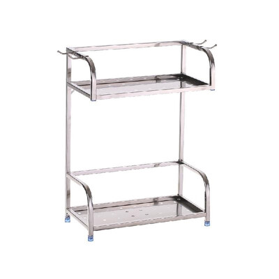 

S-6985 2-Tiers Kitchen Shelf 304 Stainless Steel Seasoning Shelf Wall-Mounted Kitchen Tool Holder Floor Rack Multi-Function Spice
