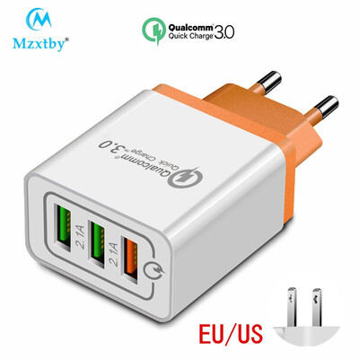 

Mzxtby 3 Ports Quick Charge 30 18W Charger for iPhone Samsung Xiaomi Huawei Honor redmi Mi QC30 Fast Charging USB Wall Charger
