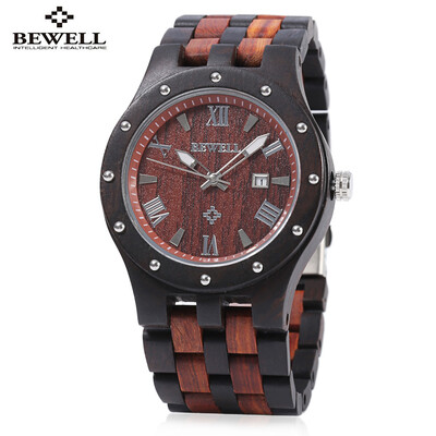 

Bewell ZS - W109A Men Quartz Watch Round Dial Wooden Band Analog Wristwatch