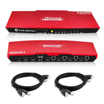 

TESmart KVM Switch HDMI 4K 4 Input 1 Output 3840x216030Hz with 2 Pcs 5ft15m KVM Cables Supports USB 20 Device