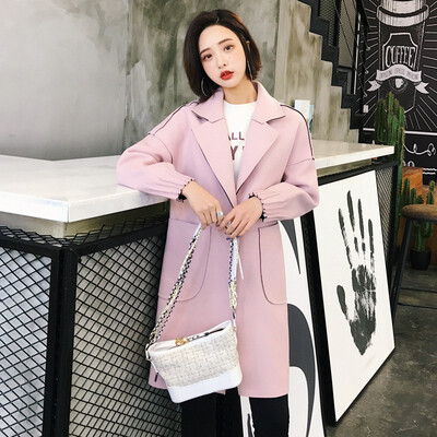 

Woollen outerwear womens long - cut 2018 new autumn winter chic cocoon - shaped woolen overcoat