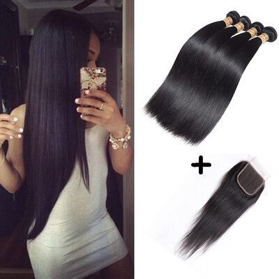 

Brazilian Straight Hair Bundles With Frontal Human Hair Weave 3 Bundles With 134 Lace Frontal Non Remy Hair Extensions