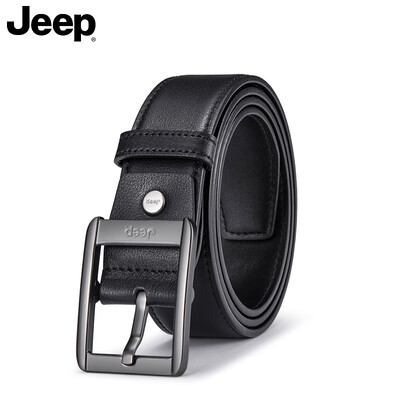 

Jeep Jeep first layer leather pin buckle mens belt simple wear smooth pants belt business casual gift box 95000210 gun color buckle
