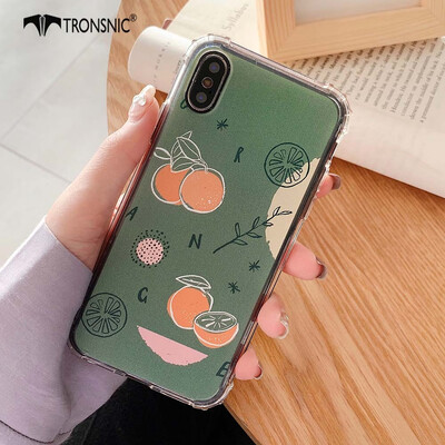 

TRONSNIC Orange Ins Phone Case for iPhone XR Fruit Shockproof Soft TPU Cases Green Pink Covers