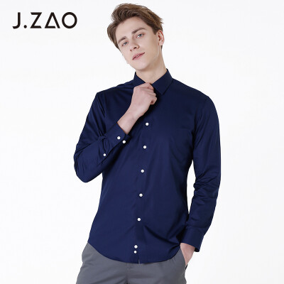 

Beijing Tokyo made JZAO mens business casual shirt machine wash free ironing blue 43 185104B