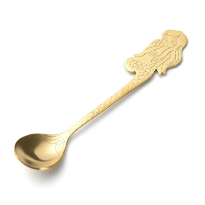 

Cross-border dedicated 304 stainless steel gold-plated mermaid spoon stirring mug tea spoon hanging cup coffee spoon Paper card wi