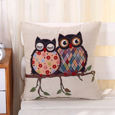 

bveteeOwl Cotton Cushion Covers Sofa Cushion Cases Cotton Linen Cushion Decorative Pillows Pillow Cover CoussinNo Inner