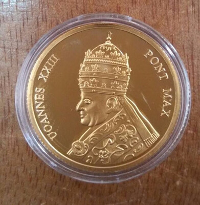 

30mm Saint John XXIII Souvenir Coin MEDAL Vanticano Vantican Italy gold plated