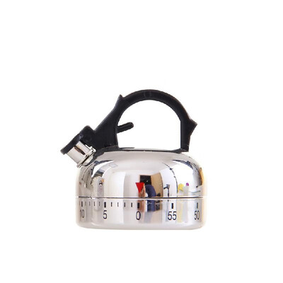 

Stainless Steel Kitchen 60 Minutes Timer Clock Teapot Shaped Manual Mechanical Clockwork Cooking Alarm Countdown Reminder