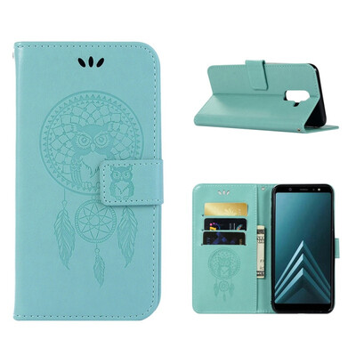 

MOONCASE Samsung Galaxy J8 Windbell Owl Embossed Leather Case - Green