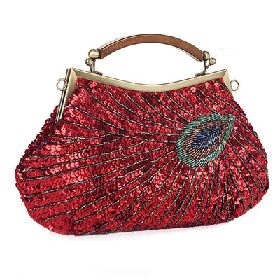 

Vintage Peacock Bead Ladies Handbags Elegant Evening Bag for Women Crossbody Bag for Party Wedding Dating