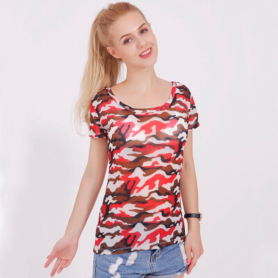 

Womens clothing t shirt 2019 summer print knitting Army camouflage tshirt big o-neck tops tees shirts female casual short sleeve