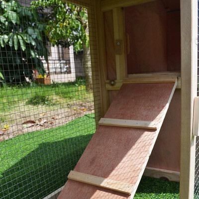 

Deluxe Wooden Bunny Rabbit Hutch w Ladder&Outdoor Run