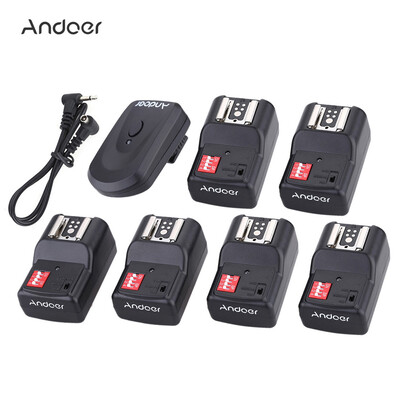 

Andoer 16 Channel Wireless Remote Flash Trigger Set 1 Transmitter 6 Receivers SYNC Cord 30m984ft Range for Canon Nikon Penta