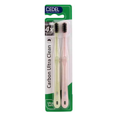 

Cedel original charcoal care toothbrush - two with fine soft fur deep cleansing green-powder
