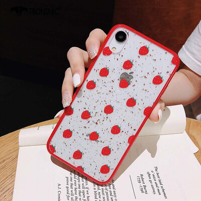 

Tronsnic Glitter Phone Case for iPhone X  Strawberry Gold Foil Case Love Rose Flower Zebra Red Luxury