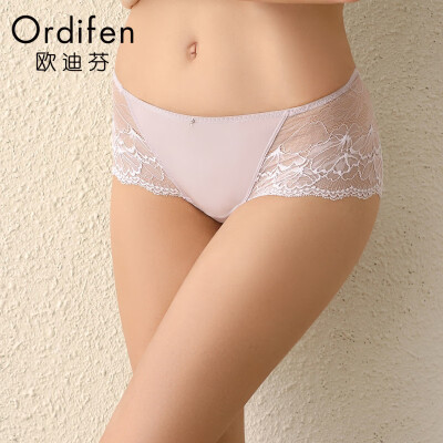 

Ou Difen underwear bra 2019 new ladies sexy lace low waist comfortable seamless boxer briefs XP9602 lavender XL