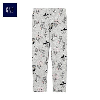 

GAP flagship store female&young printed stretch knit leggings 354985 milk white color printing 2YRS