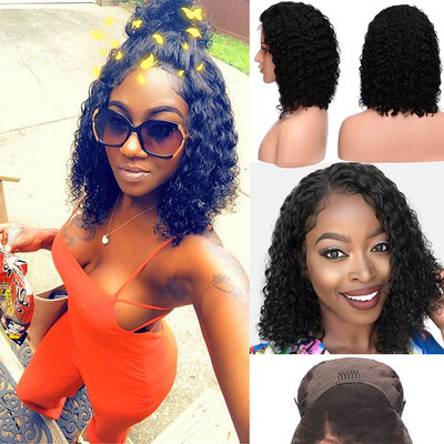 

Human Hair Short Wigs Curly Natural Wavy for Women Brazilian Virgin Hair Short Bob Curly Human Hair Lace Front Wigs with Baby Hair