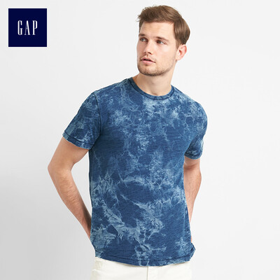 

GAP flagship store mens cotton printed round neck pocket T-shirt 223936 mens soft stretch round neck inside shirt top shirt dark blue printing&dyeing