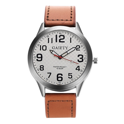 

GAIETY Arabic Numerals Silver Tone Leather Band Wrist Watch for Men G003