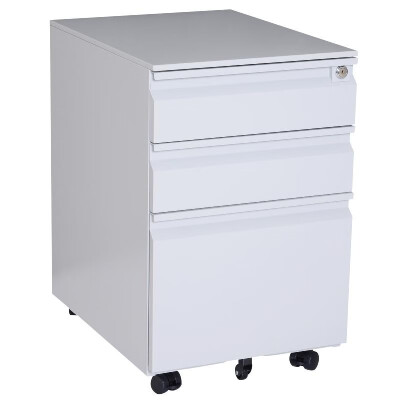 

24" Steel 3 Drawer Locking File Cabinet on Wheels - Grey