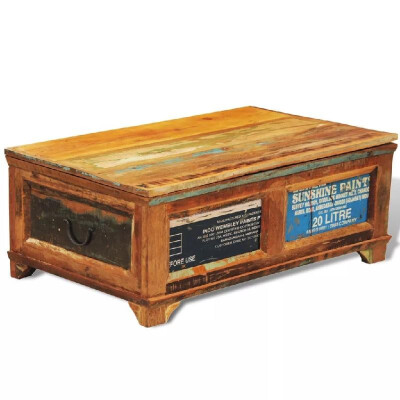 

Coffee Table with Storage Vintage Reclaimed Wood