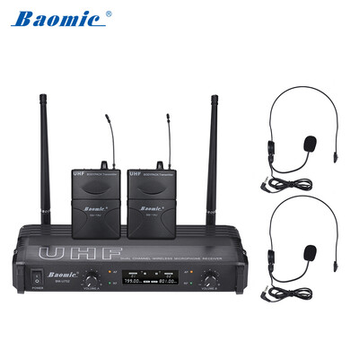

Baomic BM-U752 Professional Dual Channel UHF Digital Wireless Headset Microphone System 2 Microphones & 1 Receiver 635mm Audio Ca