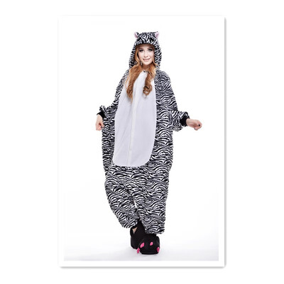 

Flannel zebra animal adult pajamas jumpsuit Halloween cosplay ladies pajamas home service soft&comfortable pajamas hooded