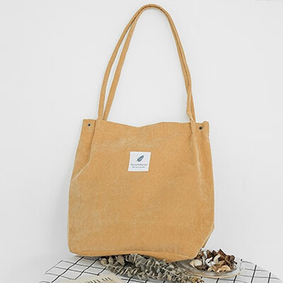 

Women Corduroy Handbags 2019 Simple Large Capacity Simple Shoulder Bag for women Foldable Reusable Shopping Bags