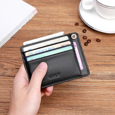 

Golf GOLF mens card package mens first layer cowhide leather card package multi-card bank card set youth drivers license set wrist bag Q8BV61814J black