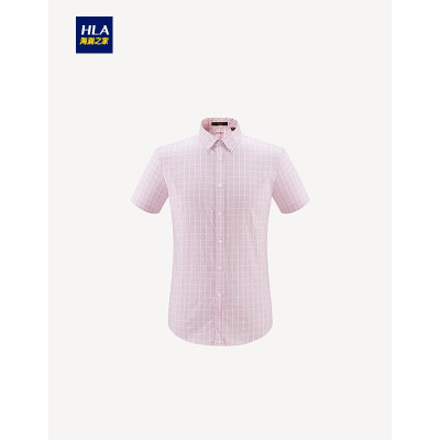 

HLA Haishu House Short Sleeve Casual Shirt Men 2019 Summer New Comfortable Washed Plaid Short Liner HNECJ2R001A Pink Plaid 01 16584A 38