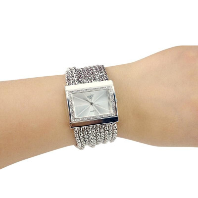 

Women Fashion Square Dial Diamond Quartz Watch Exquisite Luxury Alloy Case Band Analog Wrist Watch