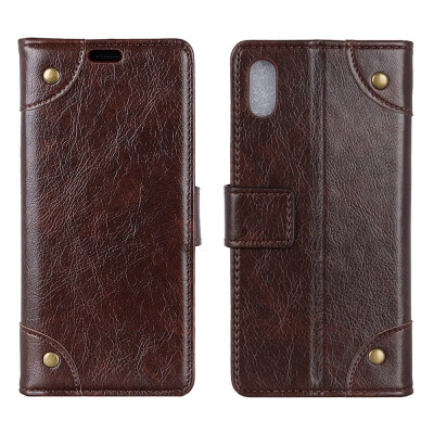

MOONCASE Sharp Android One X4 Copper Buckle Napa Leather Case - Coffee