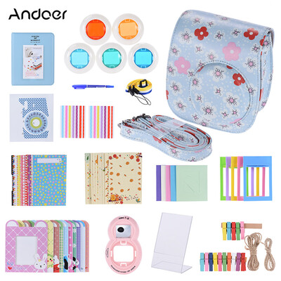 

Andoer 14 in 1 Accessories Kit for Fujifilm Instax Mini 888s9 w Camera CaseStrapStickerSelfie Lens5Colored FilterAlbum