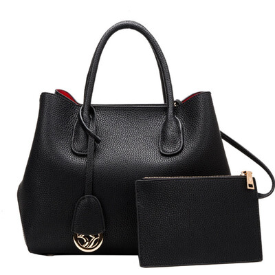 

2 Pcsset Women Handbag For Ladies Fashion Shoulder Bag Lady Genuine Leather Casual Female Shopper Tote Femme Bags With Wallet