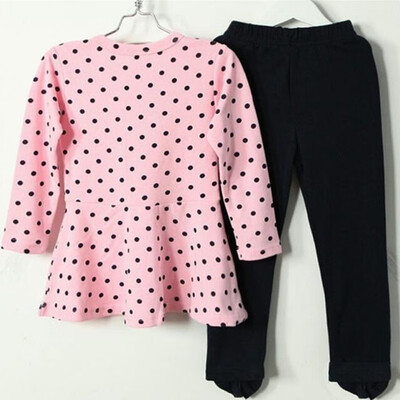 

Fashion Princess Bow&Dots Printing Sets for Girls Navy Blue Pink